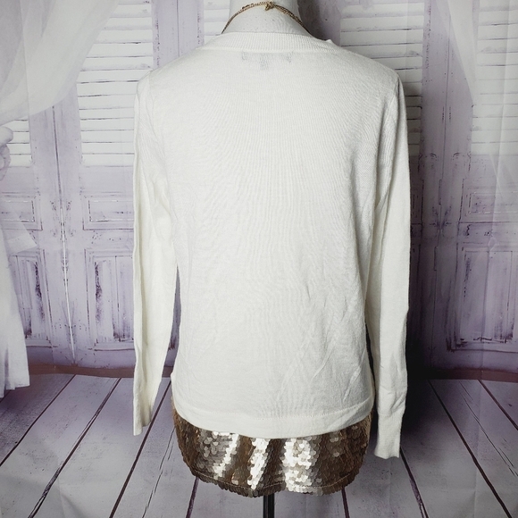 BRIXON IVY SIZE S IVORY WHITE SWEATER SEQUINS TOP #0011 - Picture 9 of 11